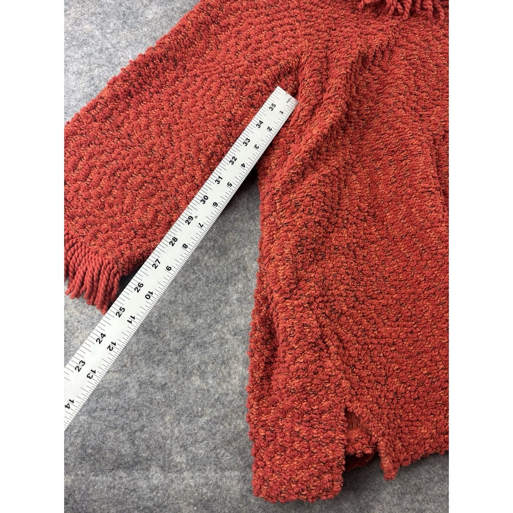 Ali Miles Women's Plus 1X Red Cowl Collar Knit Sweater Yarn Fringe Textured Knit - Picture 5 of 7
